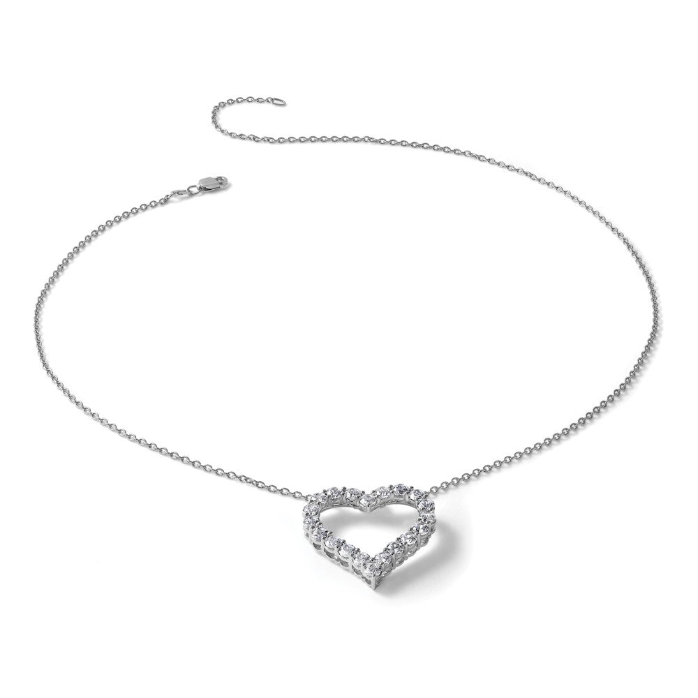 14k White Gold Diamond Heart 18 inch Necklace