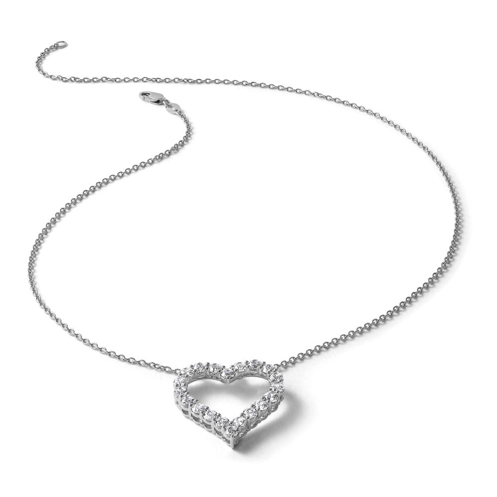 14k White Gold Diamond Heart 18 inch Necklace