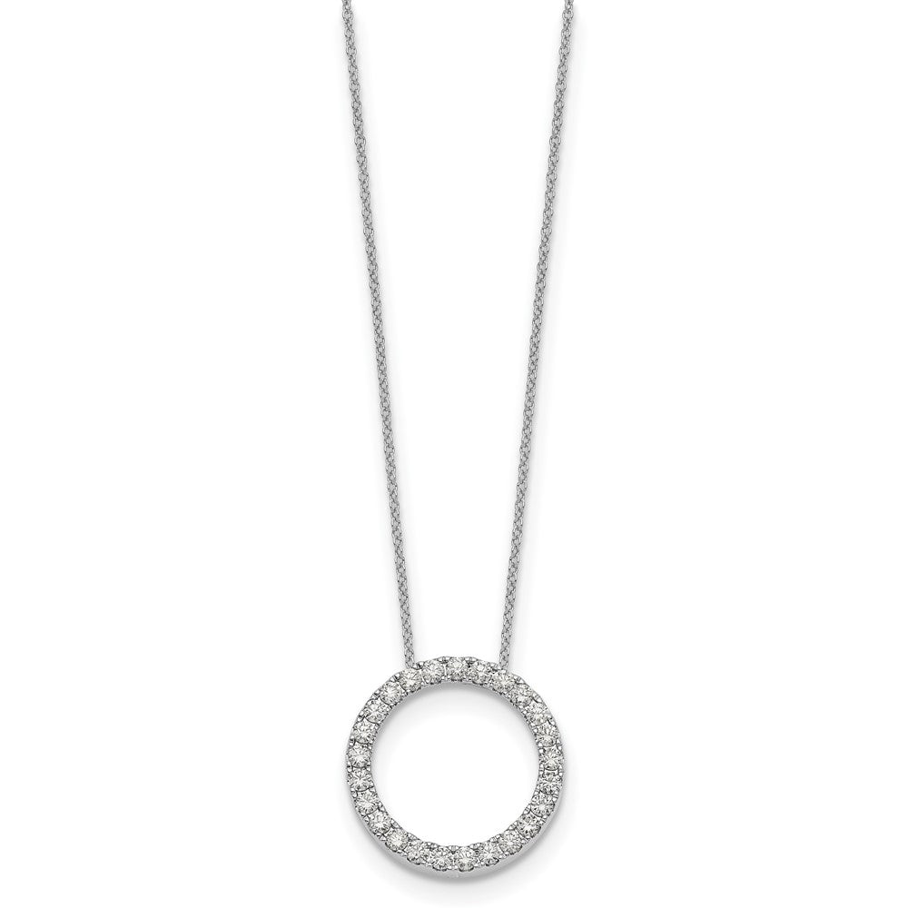 14k White Gold Diamond Circle 18 inch Necklace