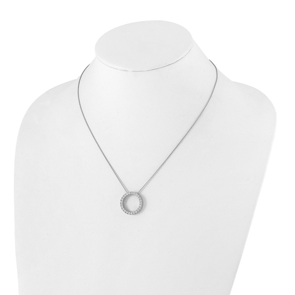 14k White Gold Diamond Circle 18 inch Necklace