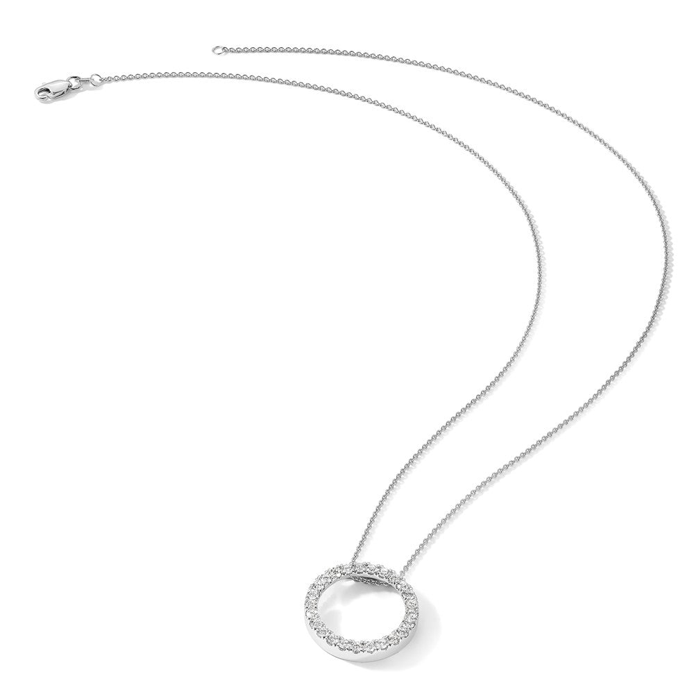 14k White Gold Diamond Circle 18 inch Necklace