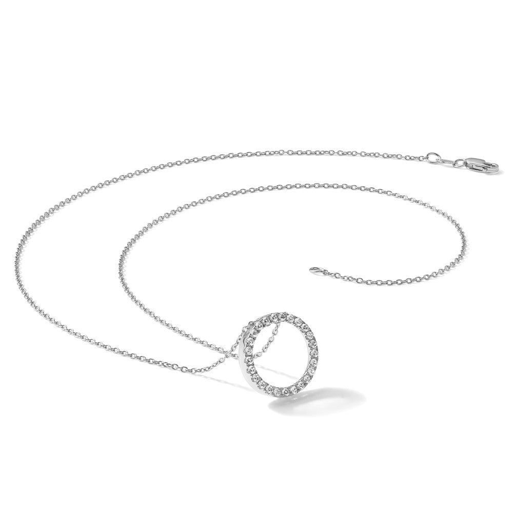 14k White Gold Diamond Circle 18 inch Necklace