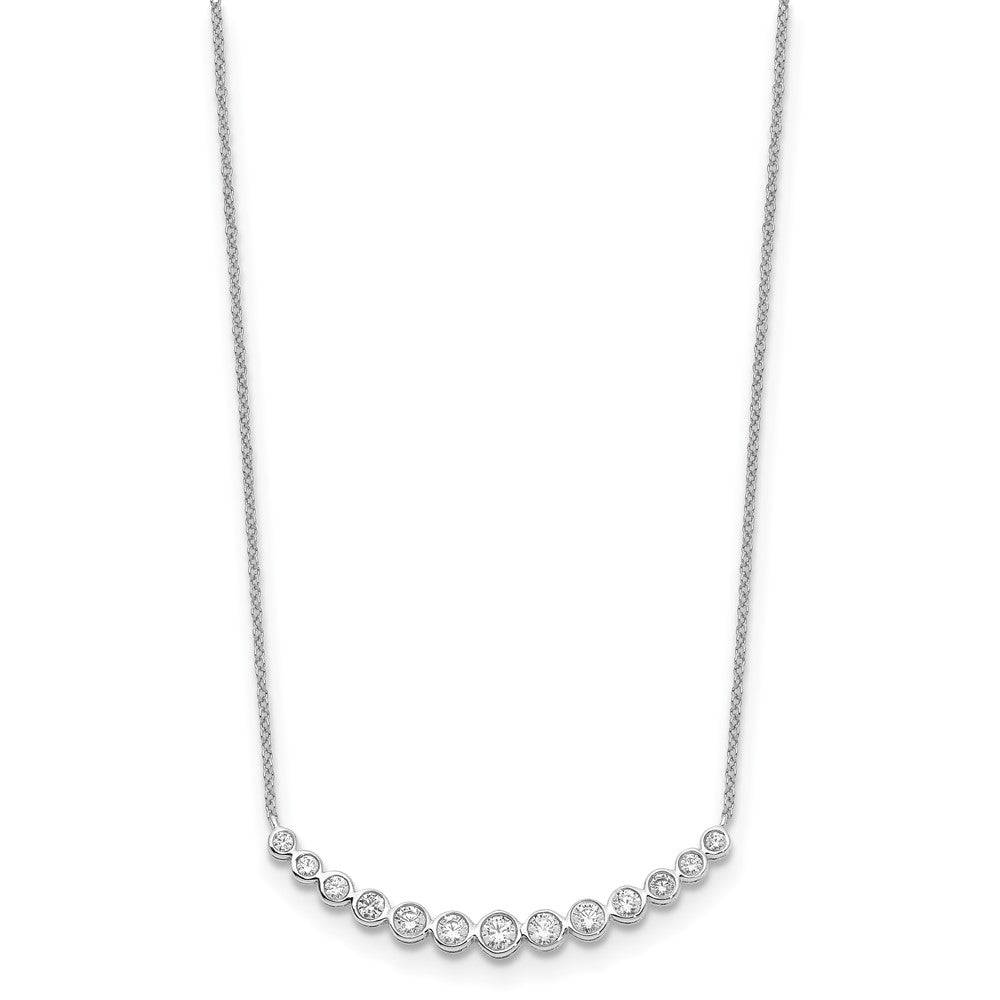 14k White Gold Diamond Curved Bar Necklace