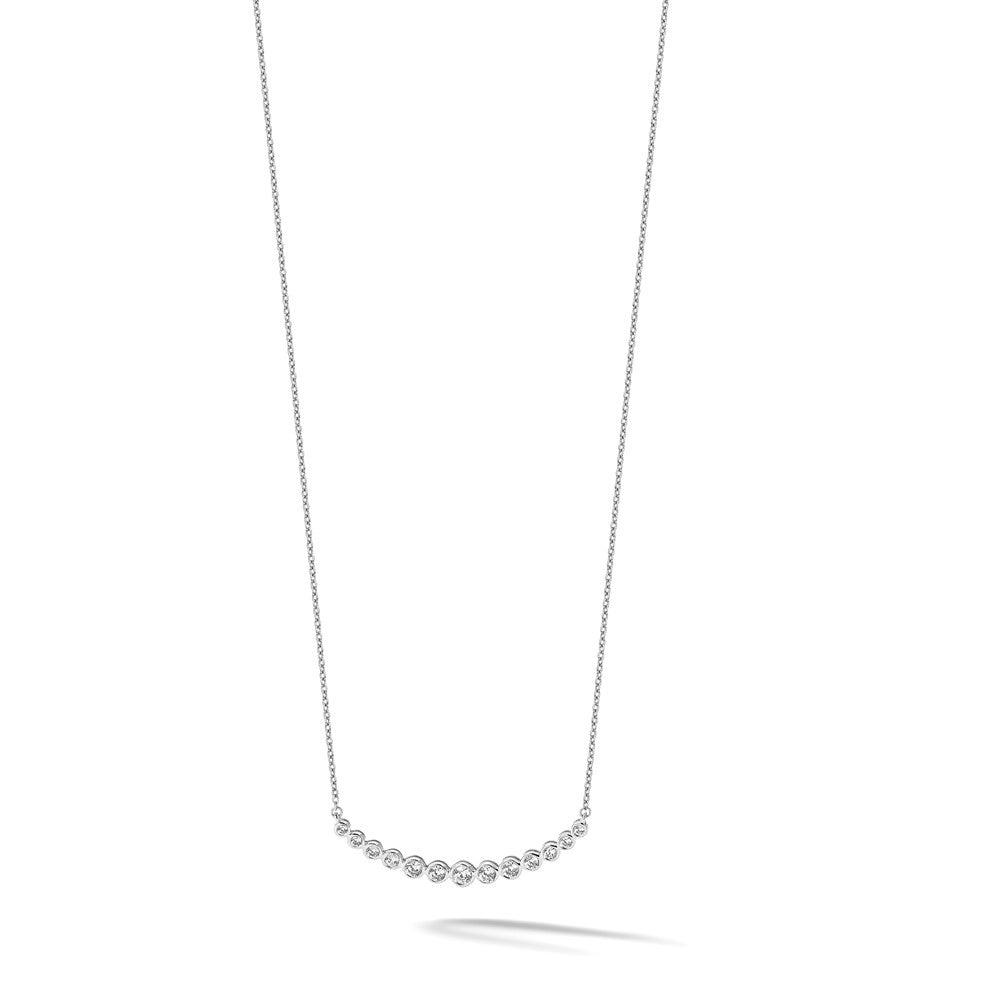 14k White Gold Diamond Curved Bar Necklace