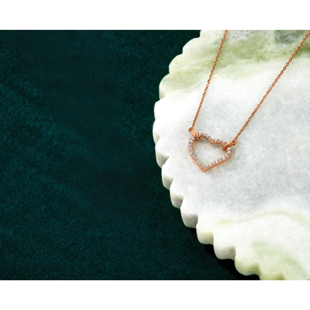 14k Rose Gold Diamond Heart Necklace