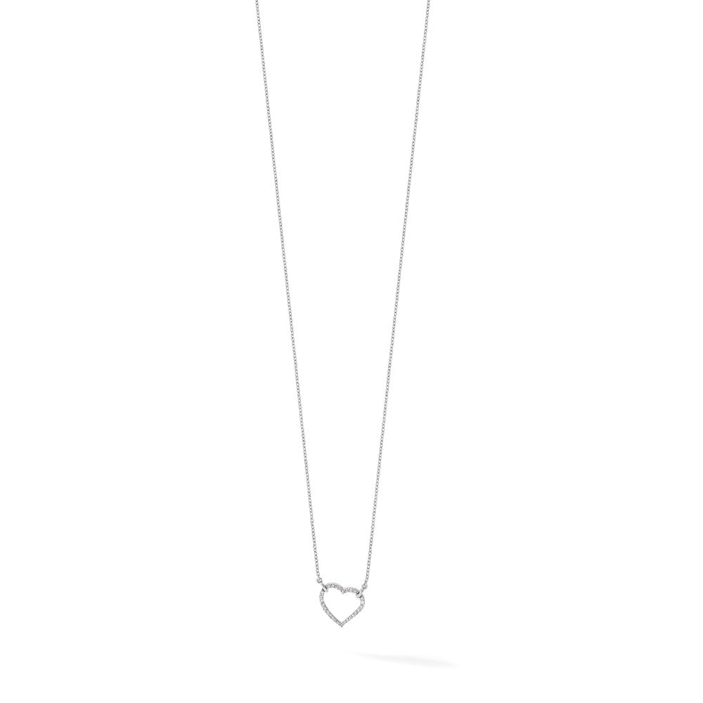 14k White Gold Diamond Heart Pendant Necklace
