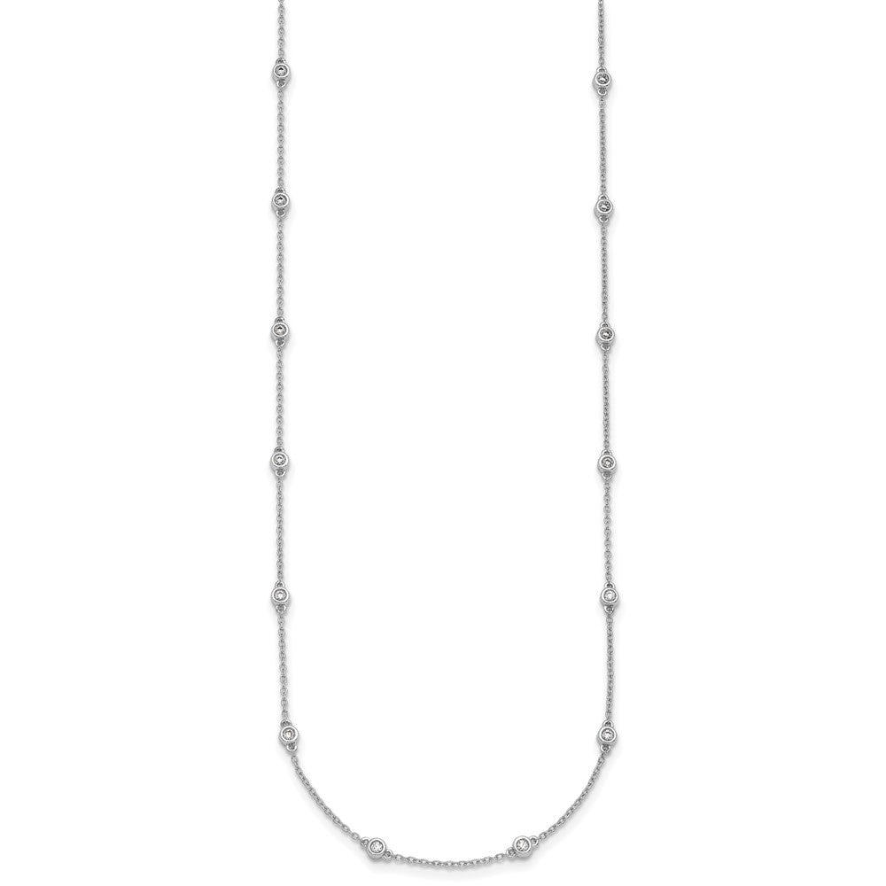 14k White Gold Diamond Station Cable Necklace