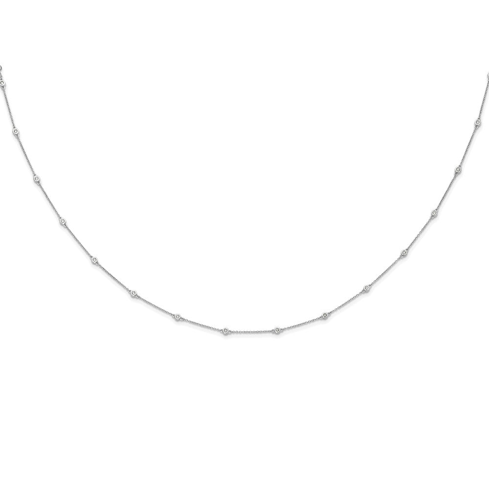 14k White Gold Diamond Station Cable Necklace