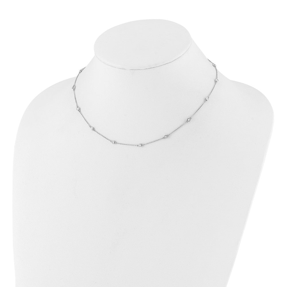 14k White Gold Diamond Station Cable Necklace