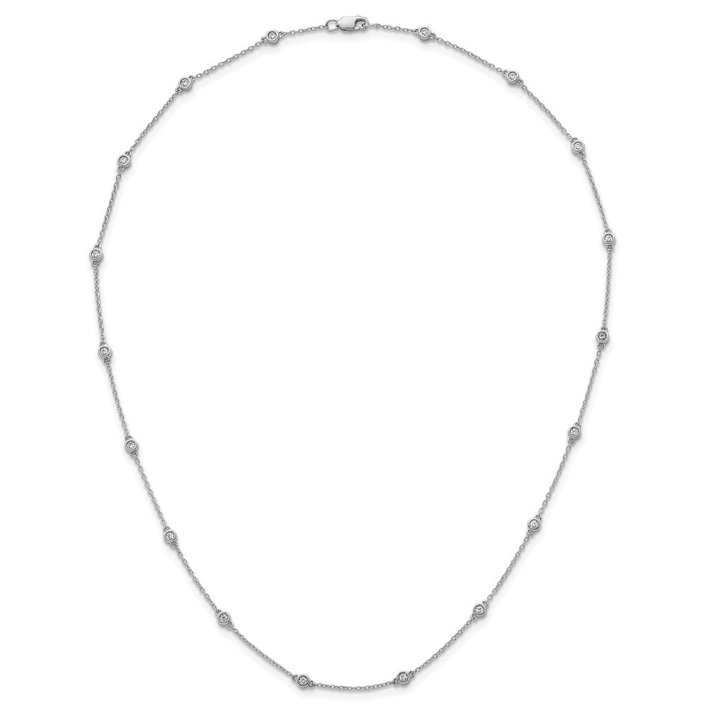 14k White Gold Diamond Station Cable Necklace
