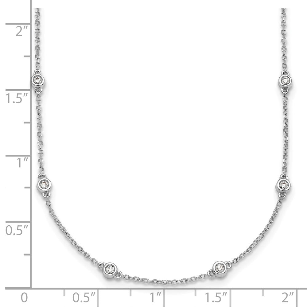 14k White Gold Diamond Station Cable Necklace