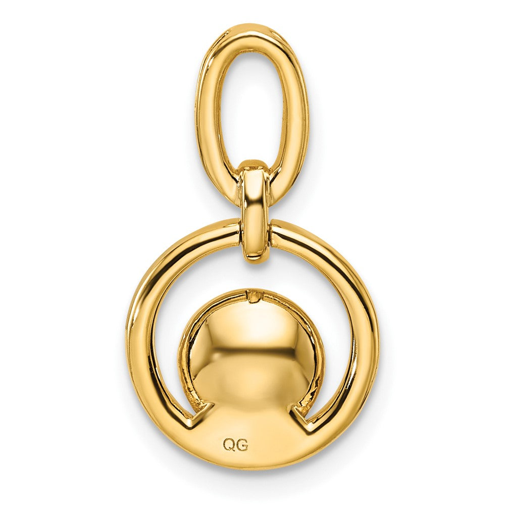14K Polished Diamond and Pearl Open Circle Pendant