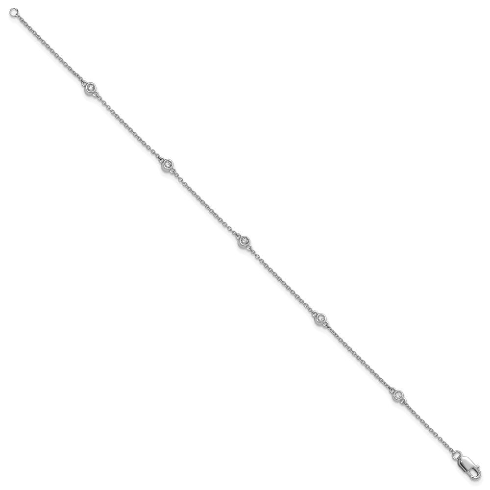 14k White Gold Diamond Station Cable Bracelet