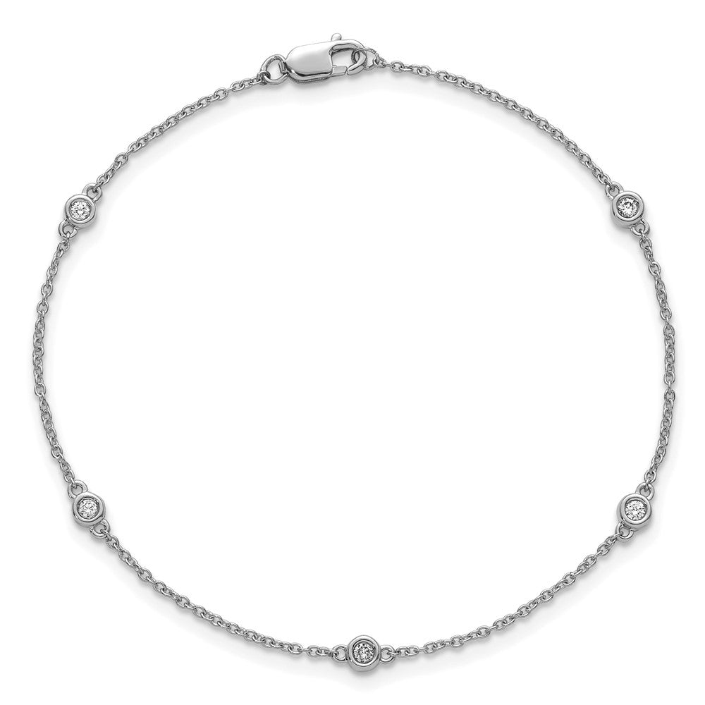 14k White Gold Diamond Station Cable Bracelet