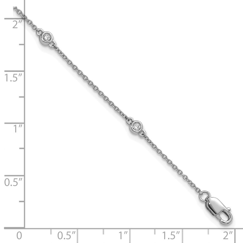 14k White Gold Diamond Station Cable Bracelet