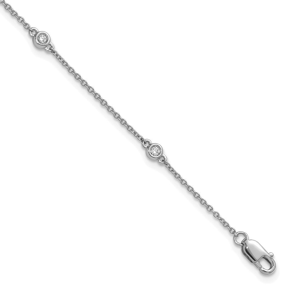 14k White Gold Diamond Station Cable Bracelet
