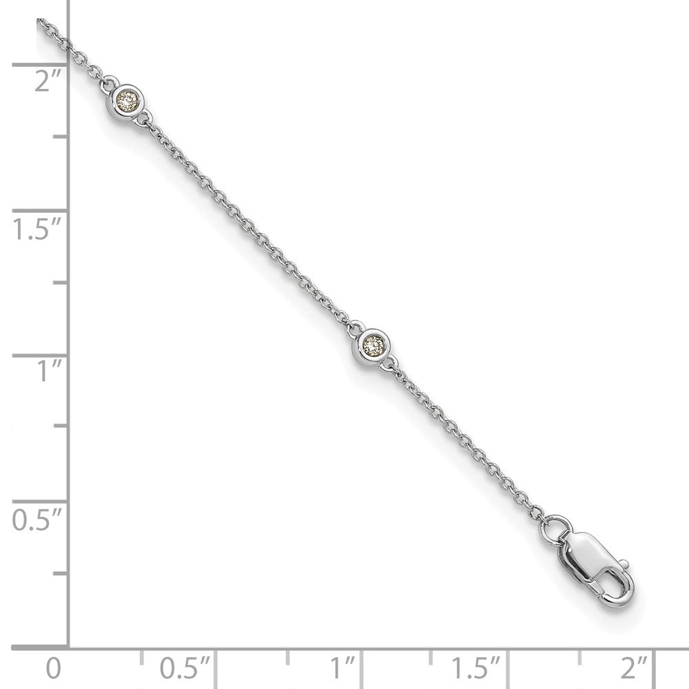 14k White Gold Diamond Station Cable Anklet