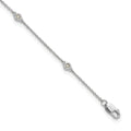 14k White Gold Diamond Station Cable Anklet