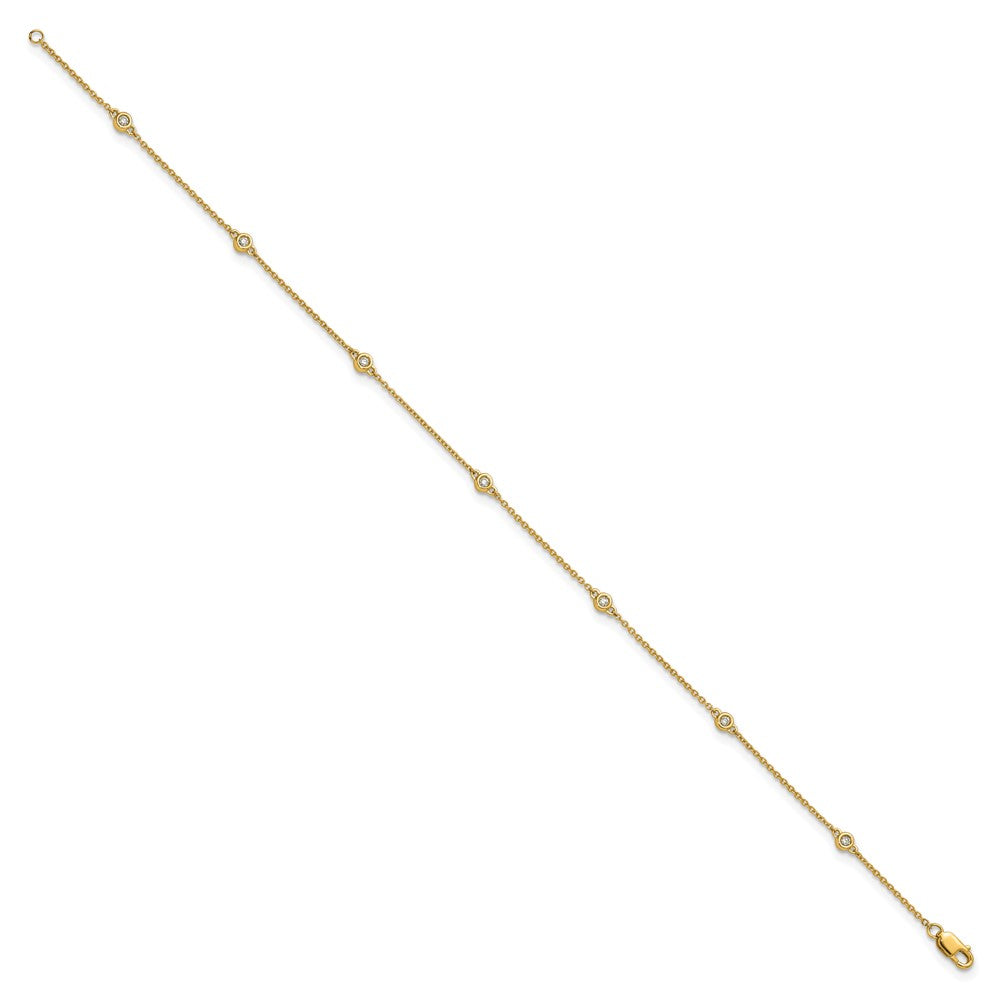 14k Diamond Station Cable Anklet