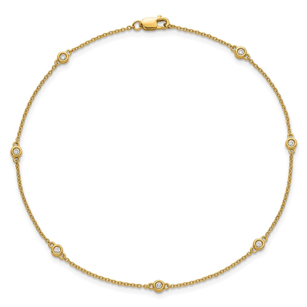 14k Diamond Station Cable Anklet