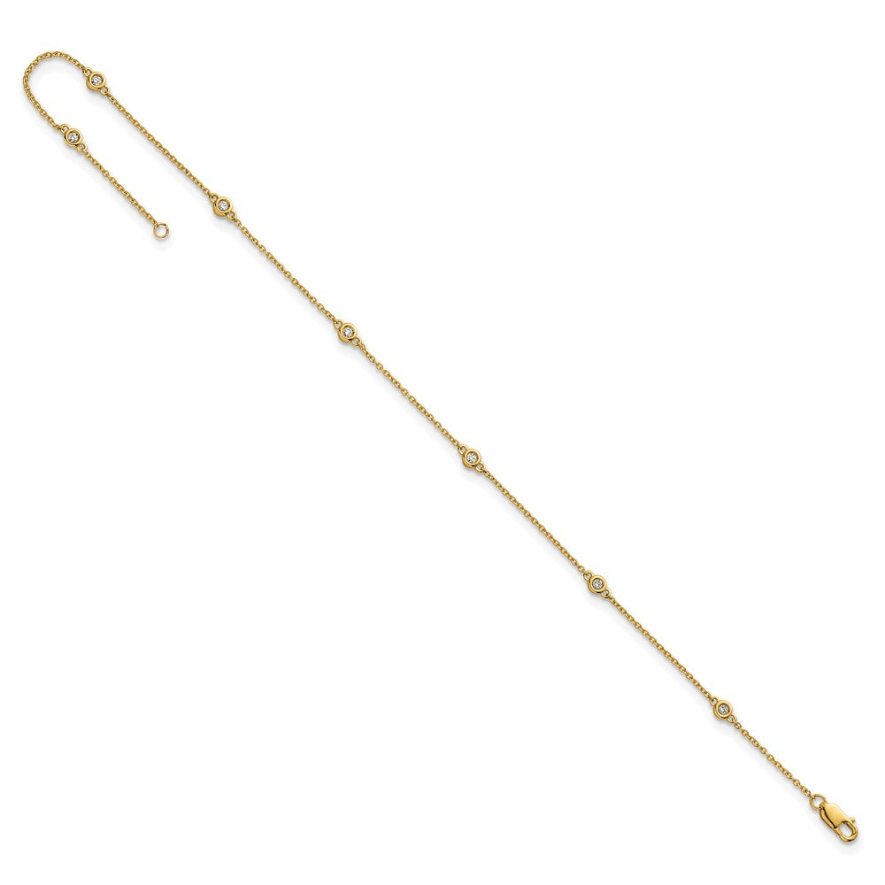 14k Diamond Station Cable Anklet