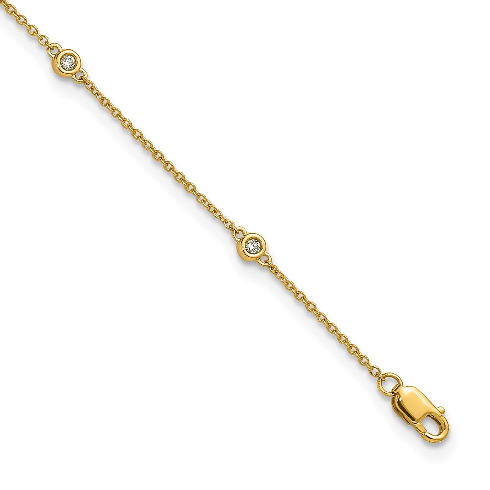 14k Diamond Station Cable Anklet