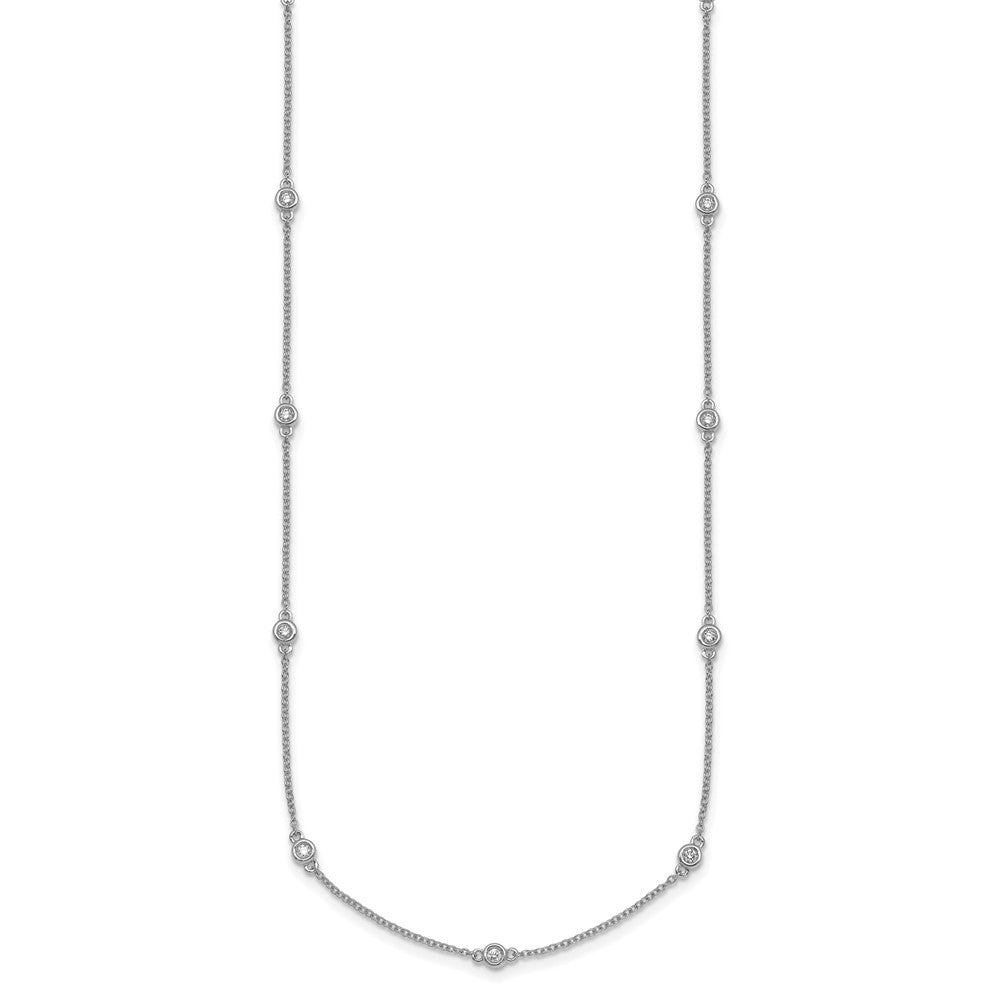 14k White Gold Diamond Station Cable Necklace