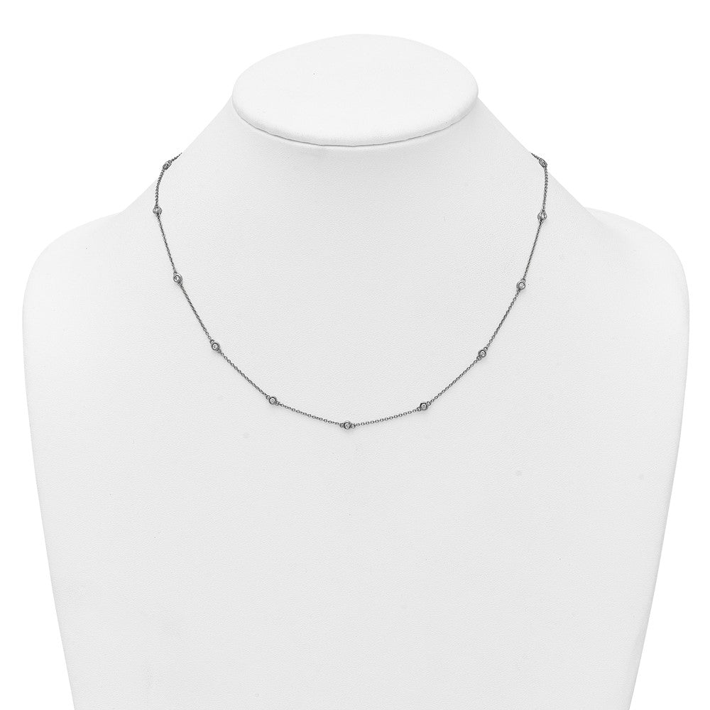 14k White Gold Diamond Station Cable Necklace