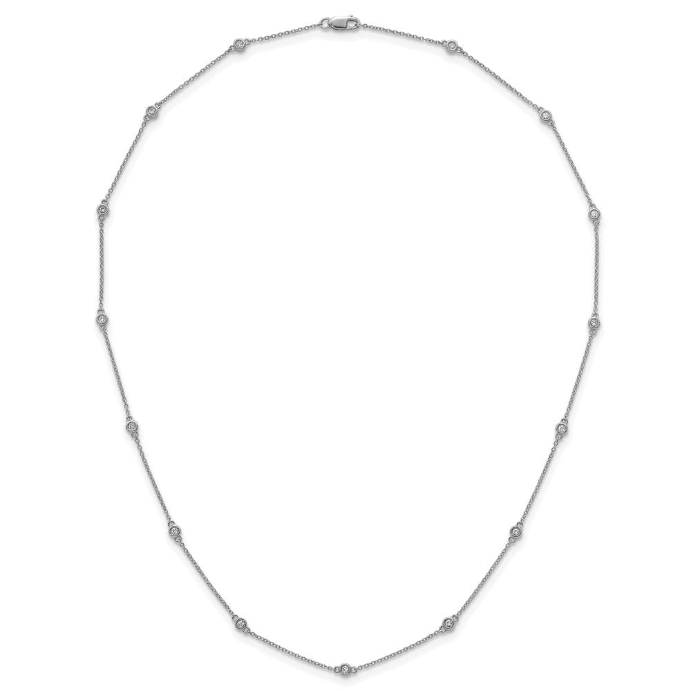 14k White Gold Diamond Station Cable Necklace