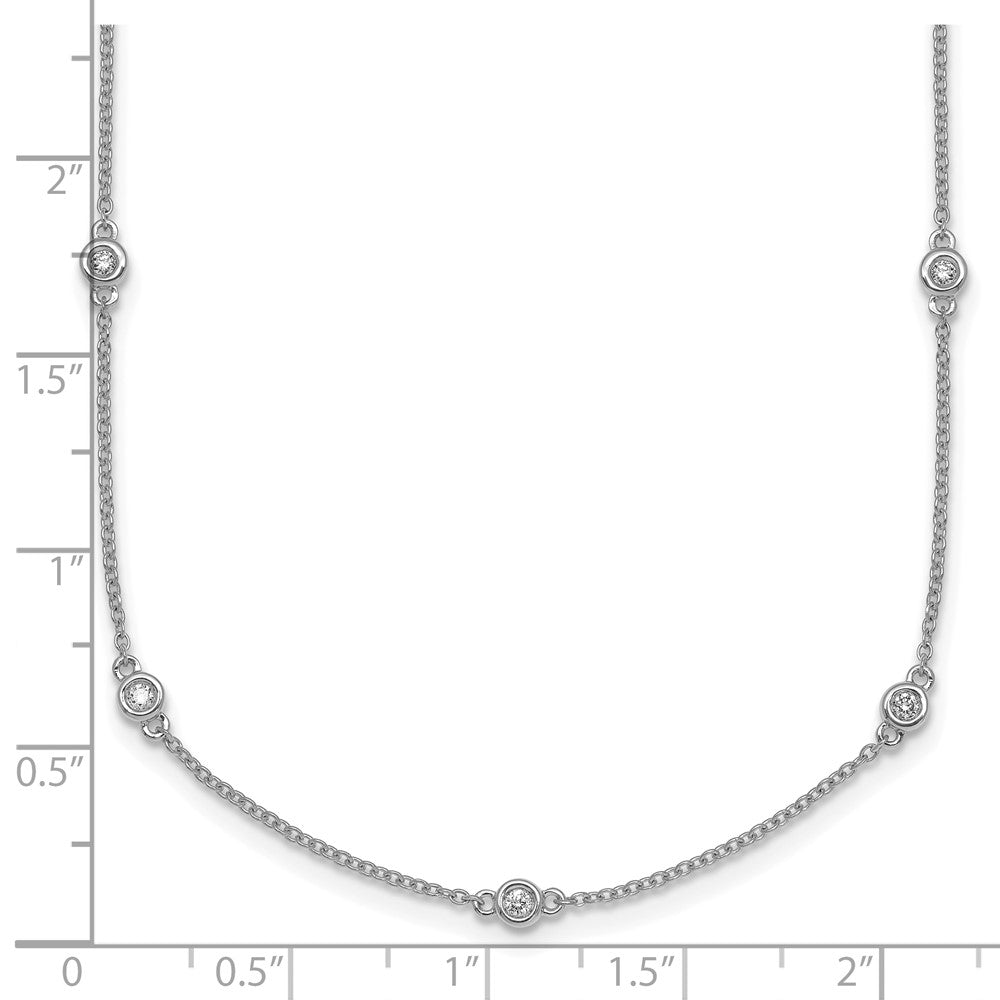 14k White Gold Diamond Station Cable Necklace