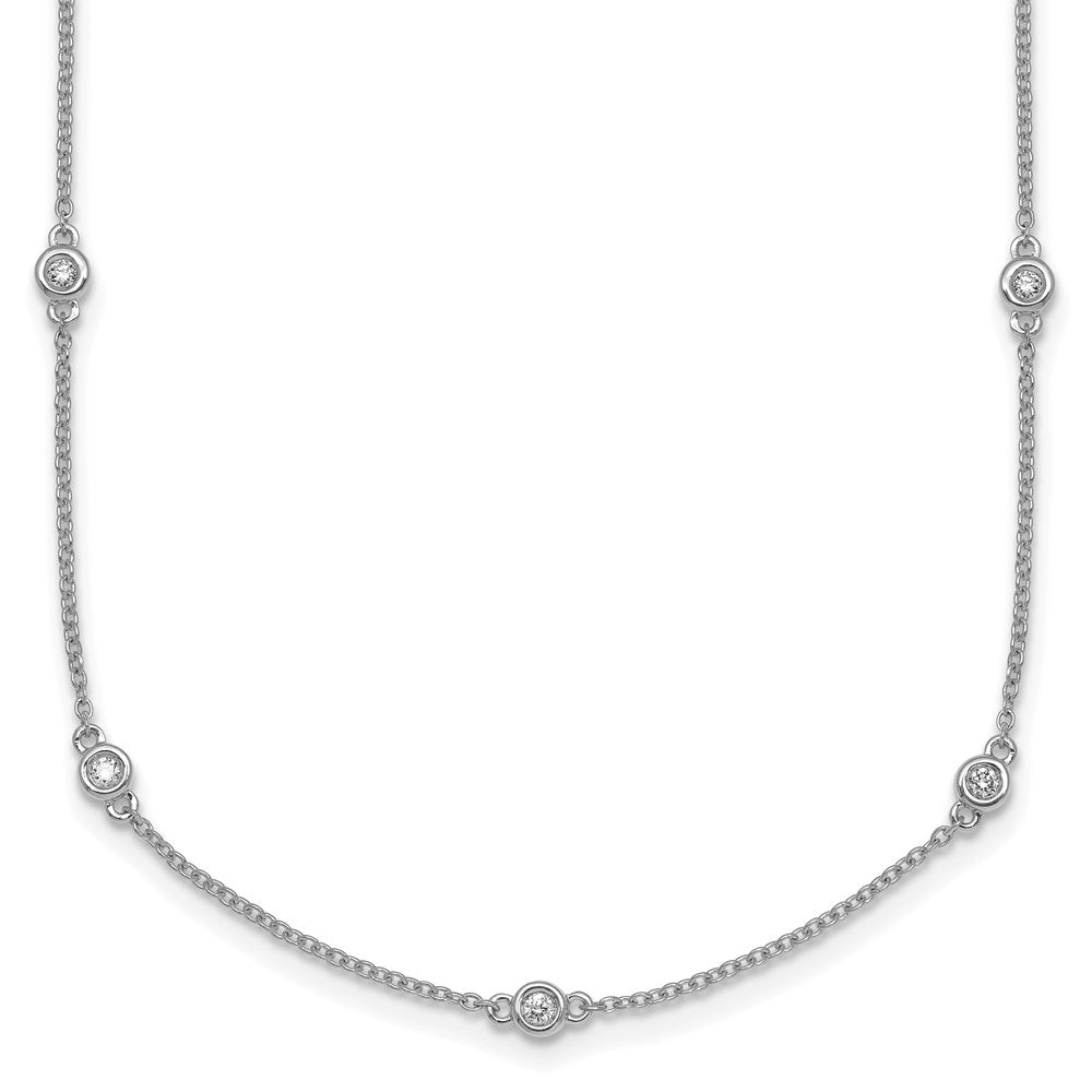 14k White Gold Diamond Station Cable Necklace