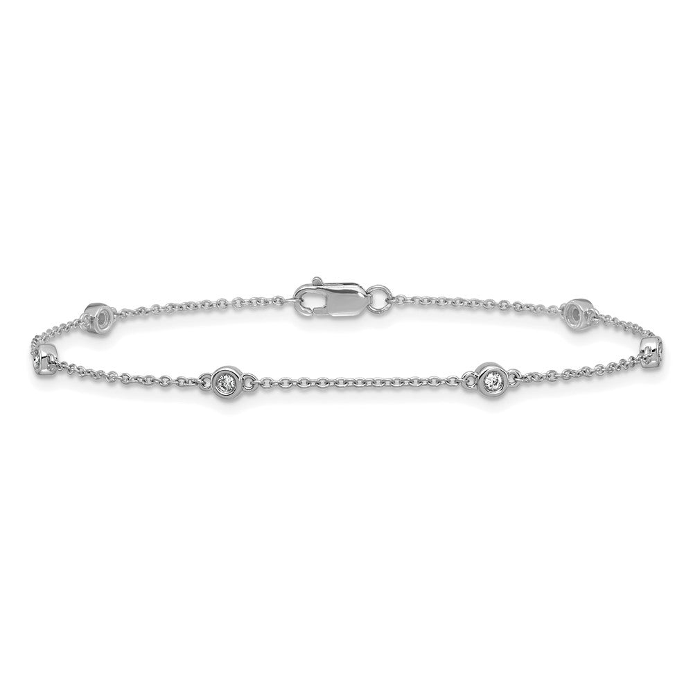 14k White Gold Diamond Station Cable Bracelet