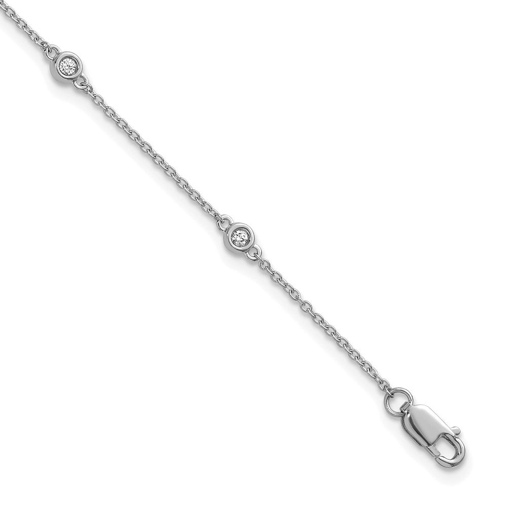 14k White Gold Diamond Station Cable Bracelet