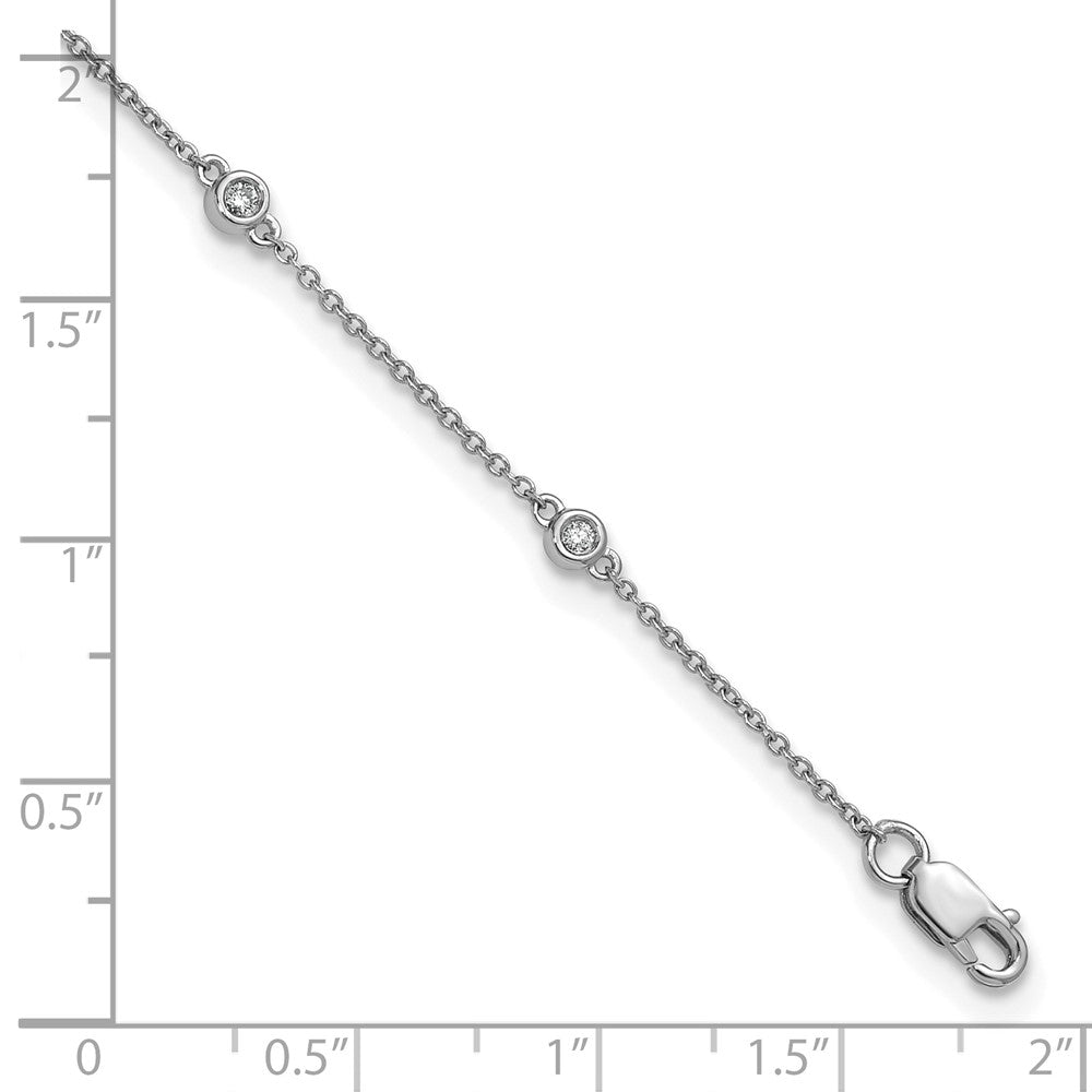 14k White Gold Diamond Station Cable Anklet