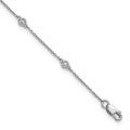 14k White Gold Diamond Station Cable Anklet