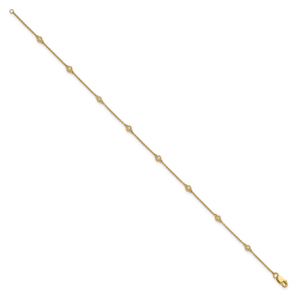 14k Diamond Station Cable Anklet