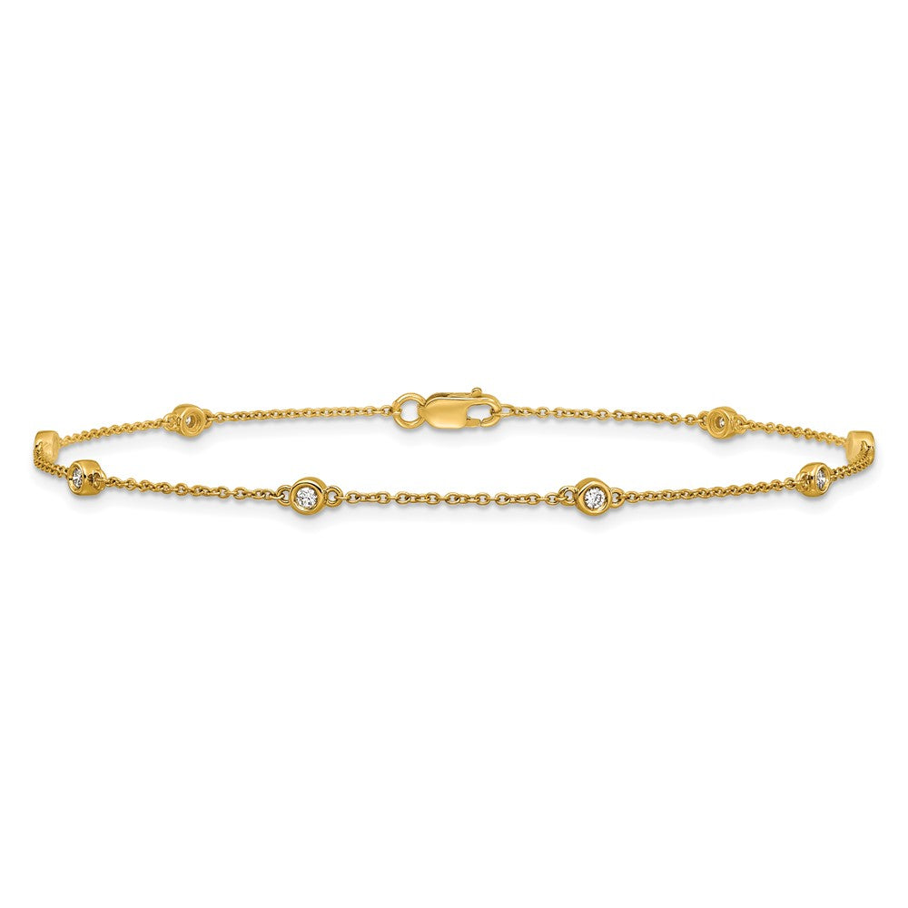 14k Diamond Station Cable Anklet