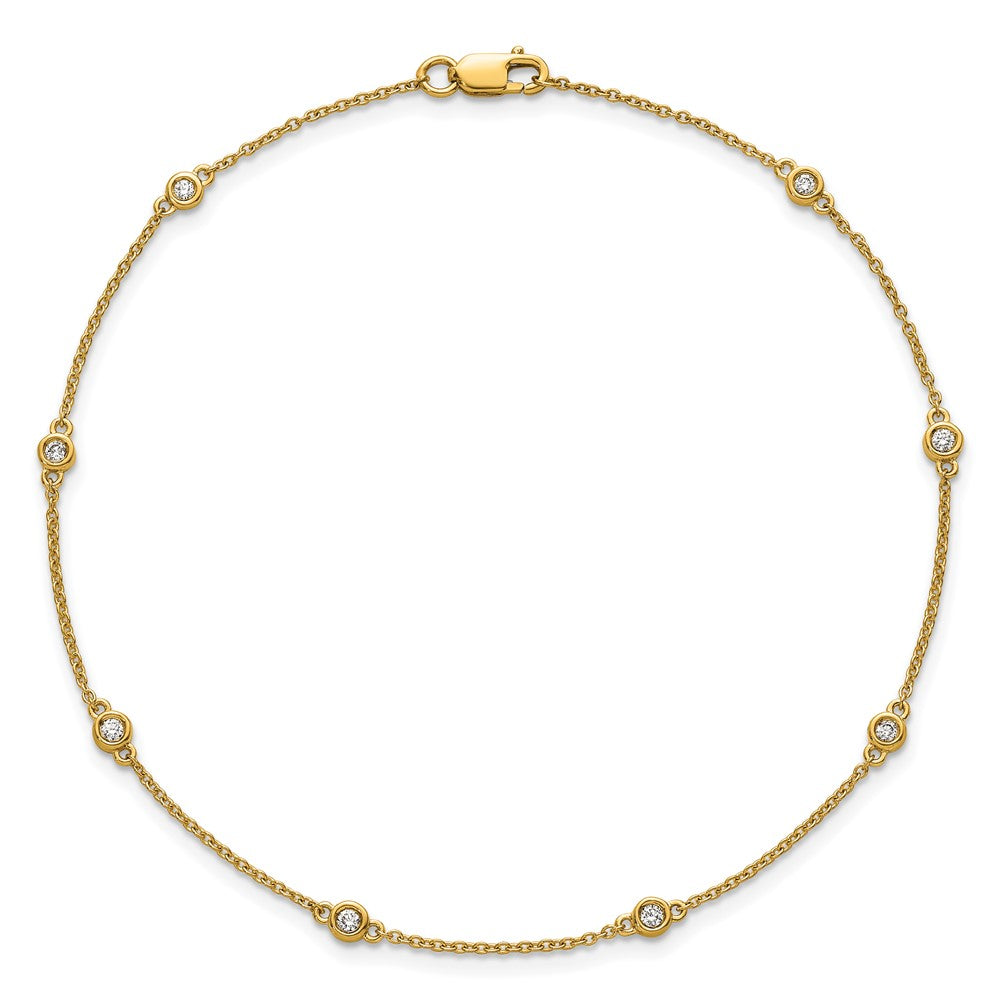 14k Diamond Station Cable Anklet