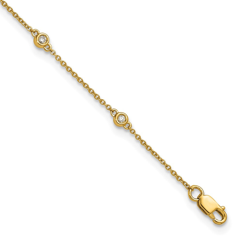14k Diamond Station Cable Anklet