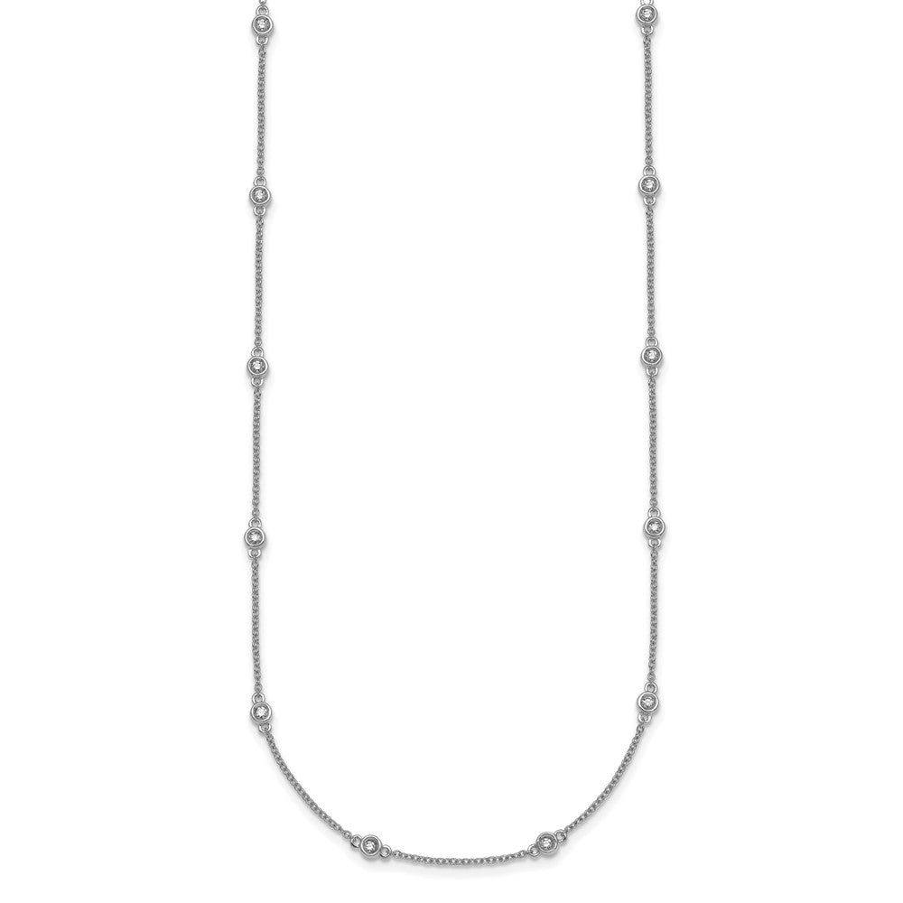 14k White Gold Diamond Station Cable Necklace