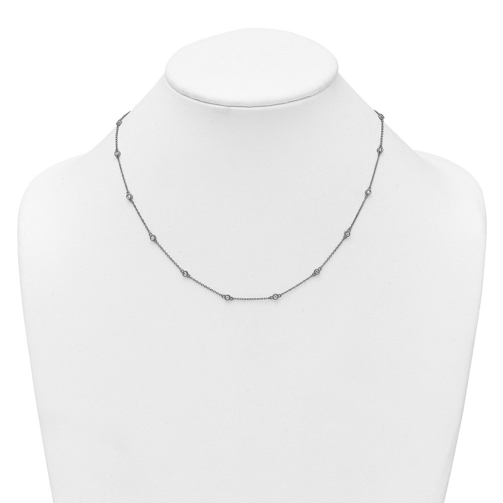 14k White Gold Diamond Station Cable Necklace