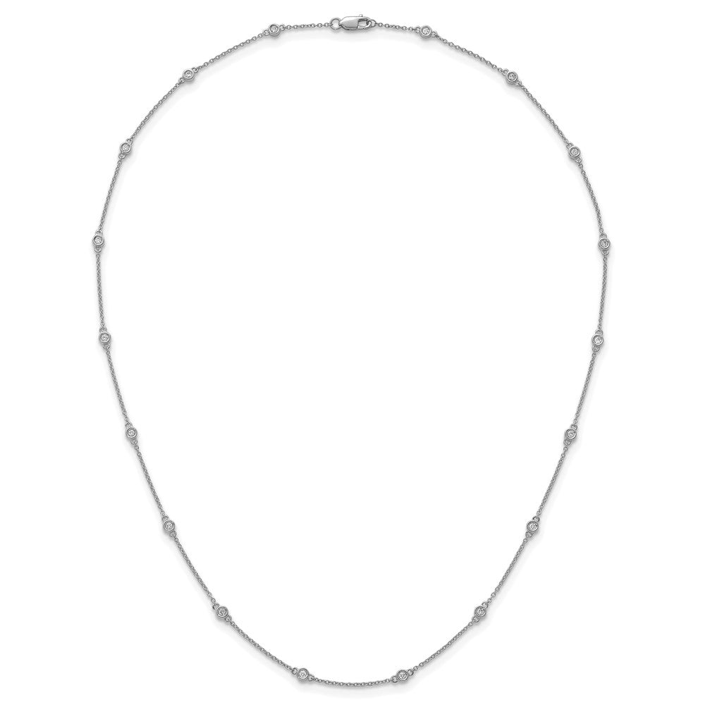 14k White Gold Diamond Station Cable Necklace