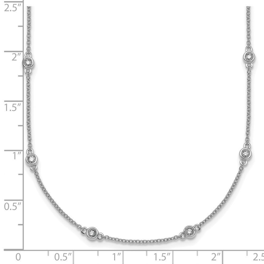 14k White Gold Diamond Station Cable Necklace