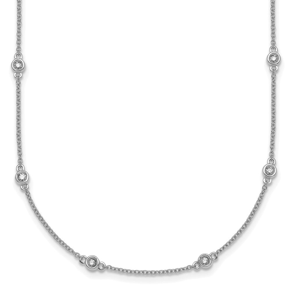 14k White Gold Diamond Station Cable Necklace