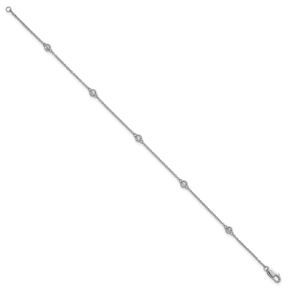 14k White Gold Diamond Station Cable Bracelet