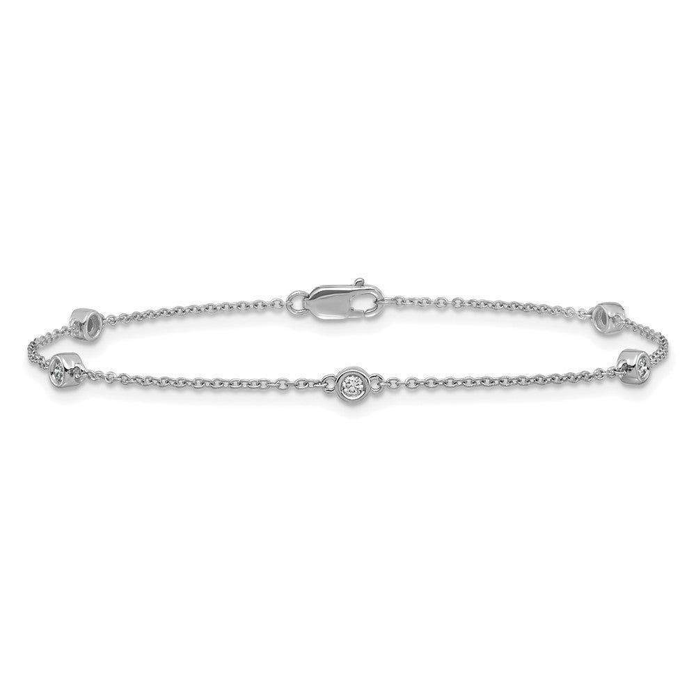 14k White Gold Diamond Station Cable Bracelet