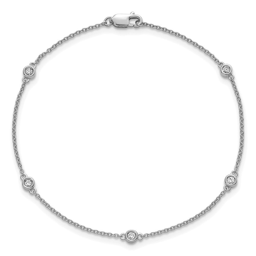 14k White Gold Diamond Station Cable Bracelet