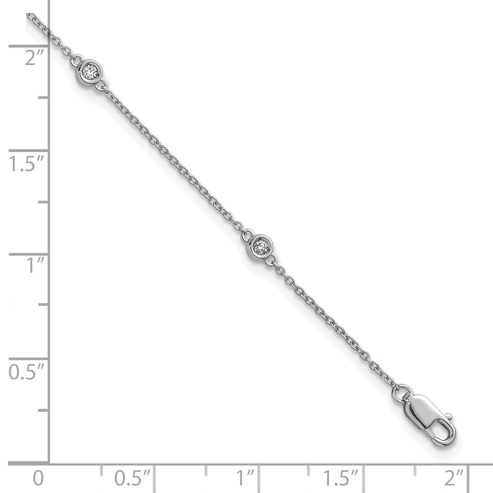 14k White Gold Diamond Station Cable Bracelet