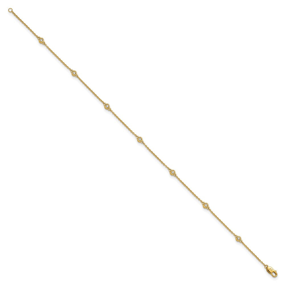 14k Diamond Station Cable Anklet