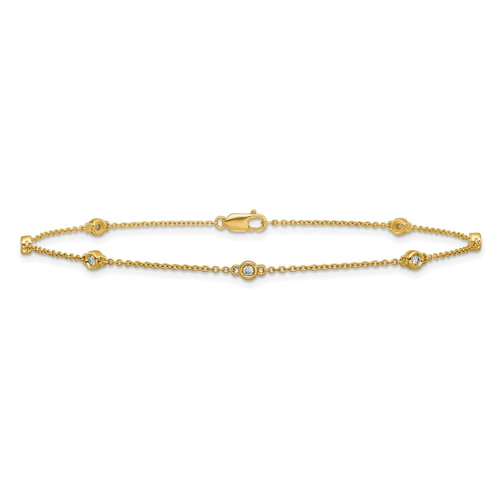 14k Diamond Station Cable Anklet